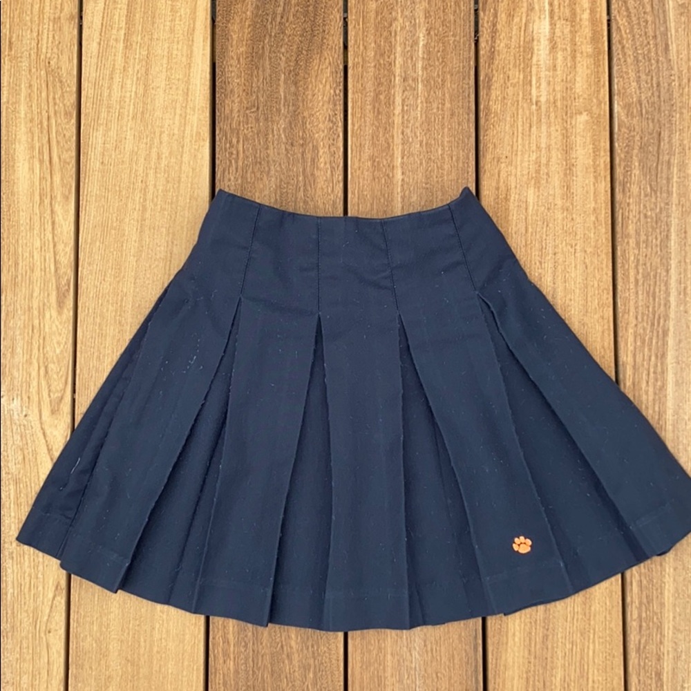 Girls navy pleated skirt